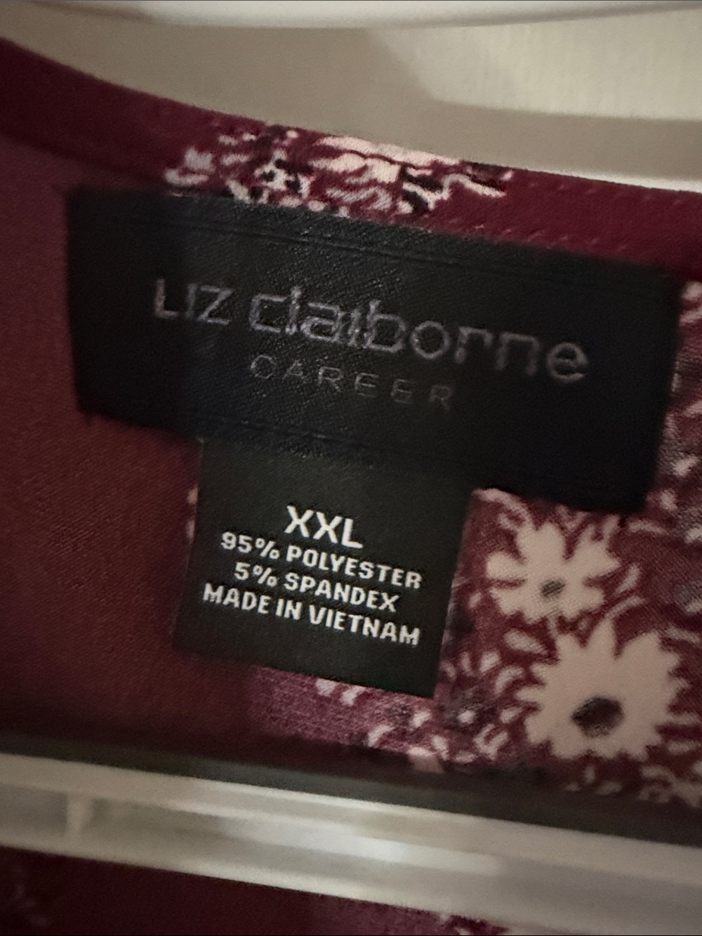 Liz Claiborne Burgundy Paisley Tie-Neck Blouse - Picture 2 of 4